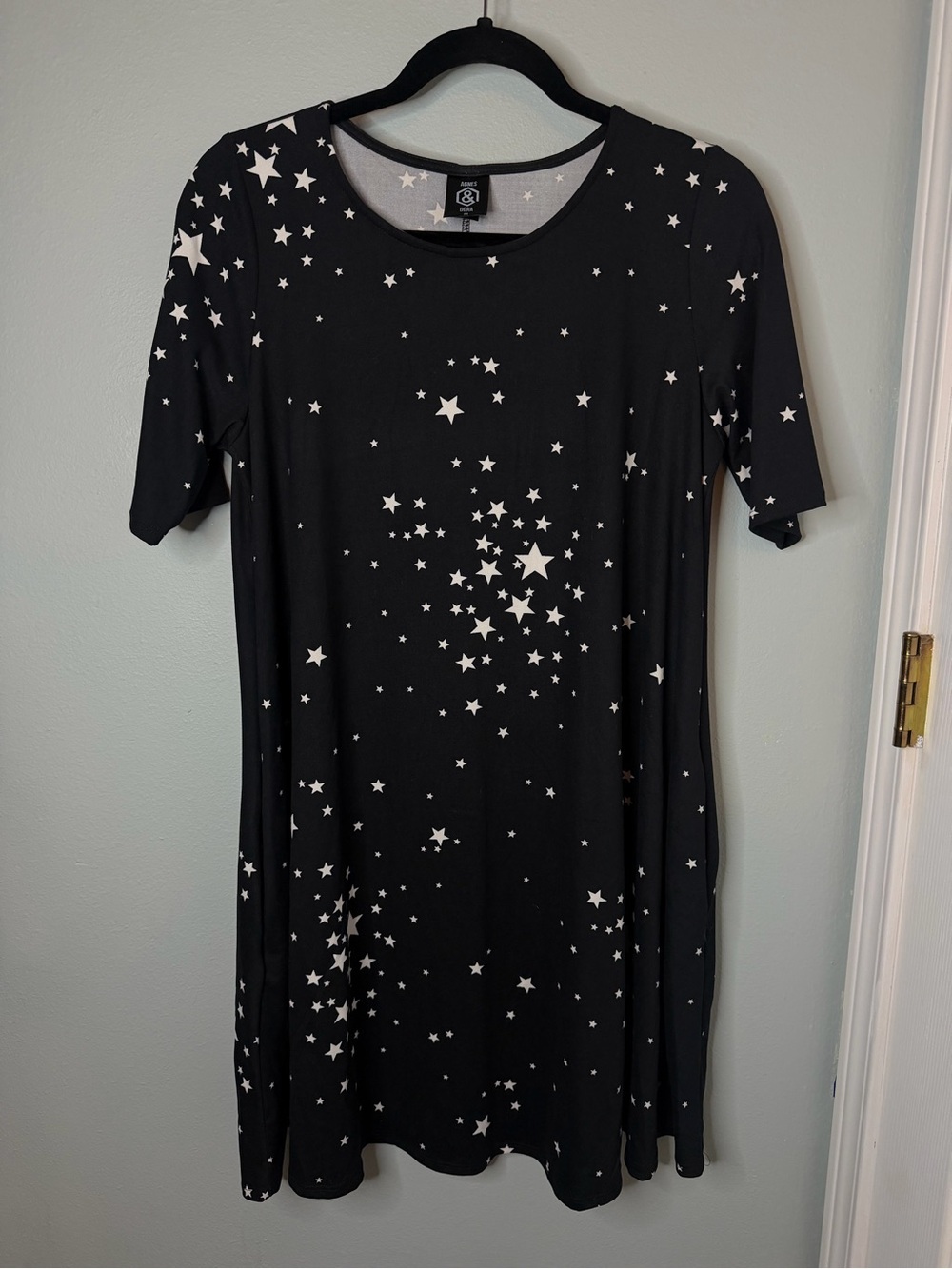 Agnes & Dora Black Dress with White Star Print